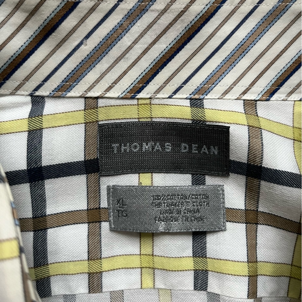 Thomas Dean Patterned Button Downshirt With Contr… - image 4